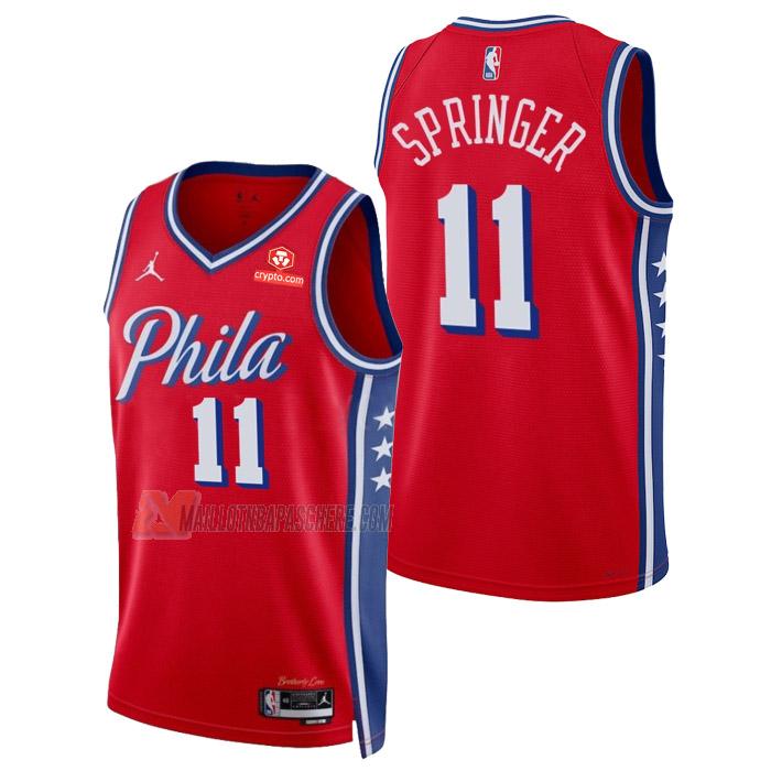 maillot jaden springer philadelphia 76ers de 11 homme rouge statement edition 2023