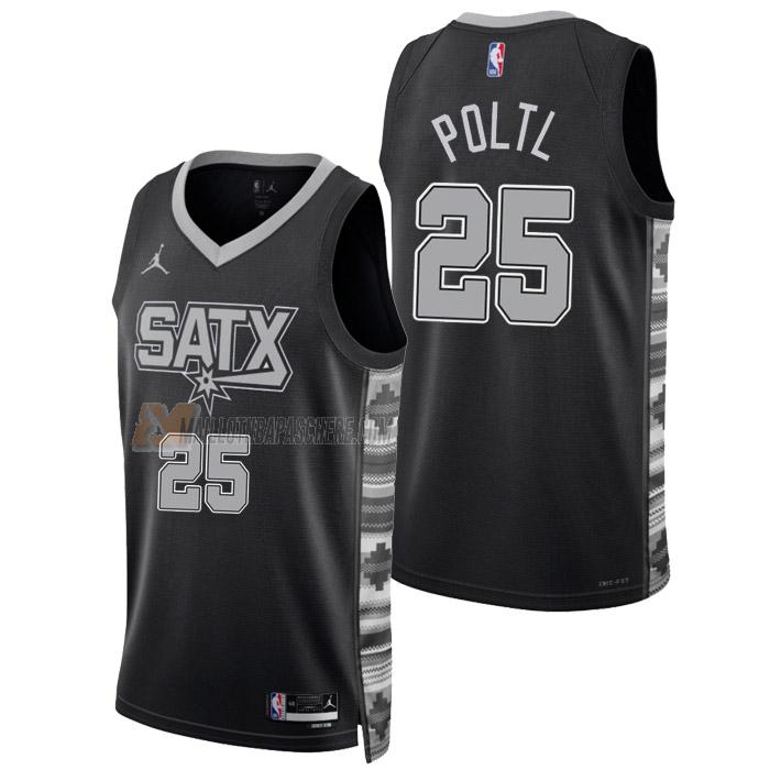 maillot jakob poltl san antonio spurs de 25 homme noir statement edition 2023