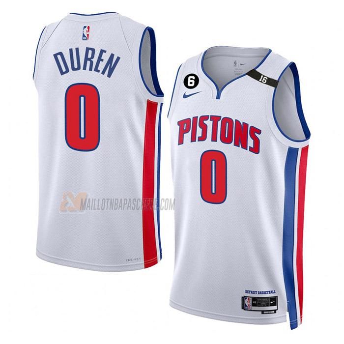 maillot jalen duren detroit pistons de 0 homme blanc association edition 2023