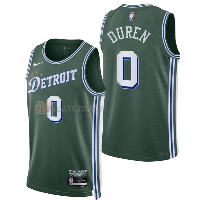 maillot jalen duren detroit pistons de 0 homme vert city edition 2023