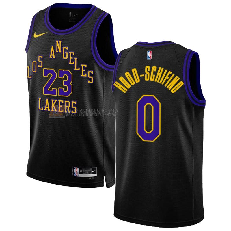 maillot jalen hood-schifino los angeles lakers de 0 homme noir city edition 2023-24