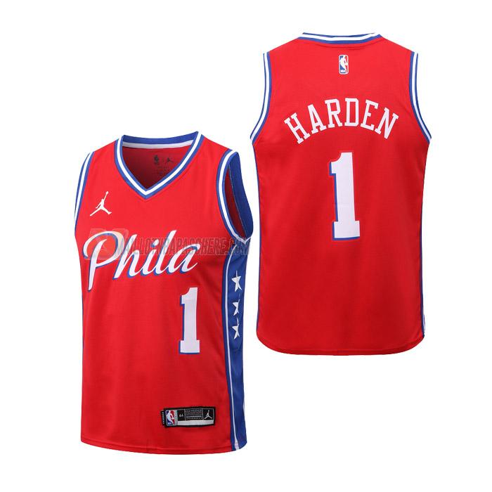 maillot james harden philadelphia 76ers de 1 enfant rouge statement edition 2023