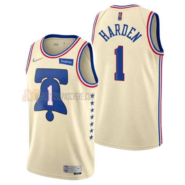 maillot james harden philadelphia 76ers de 1 homme crème earned edition 2021