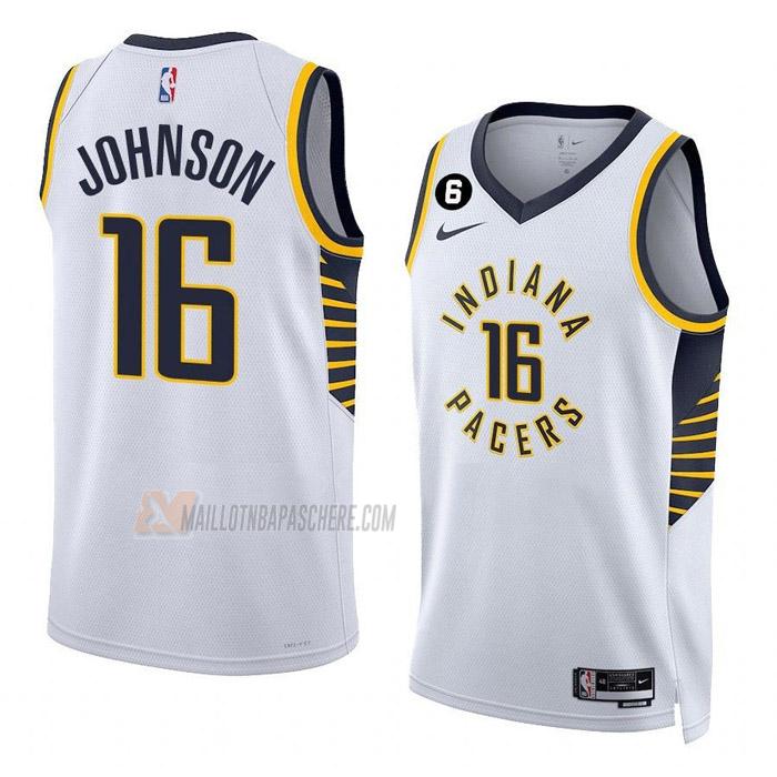 maillot james johnson indiana pacers de 16 homme blanc association edition 2023