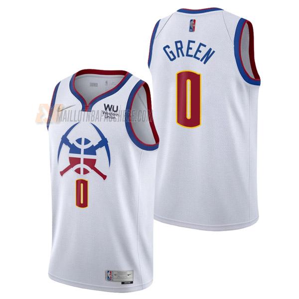 maillot jamychal green denver nuggets de 0 homme blanc earned edition 2021