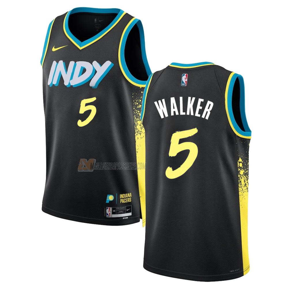 maillot jarace walker indiana pacers de 5 homme noir city edition 2023-24