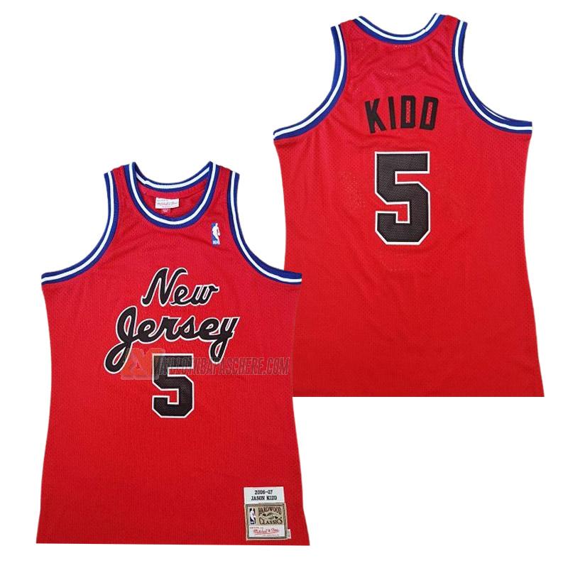 maillot jason kidd new jersey nets de 5 homme rouge retro