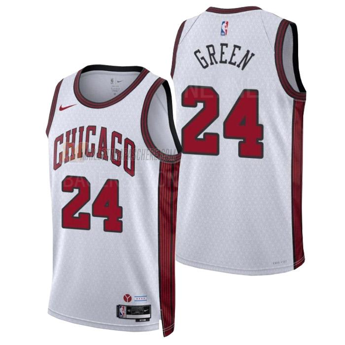 maillot javonte green chicago bulls de 24 homme blanc city edition 2023