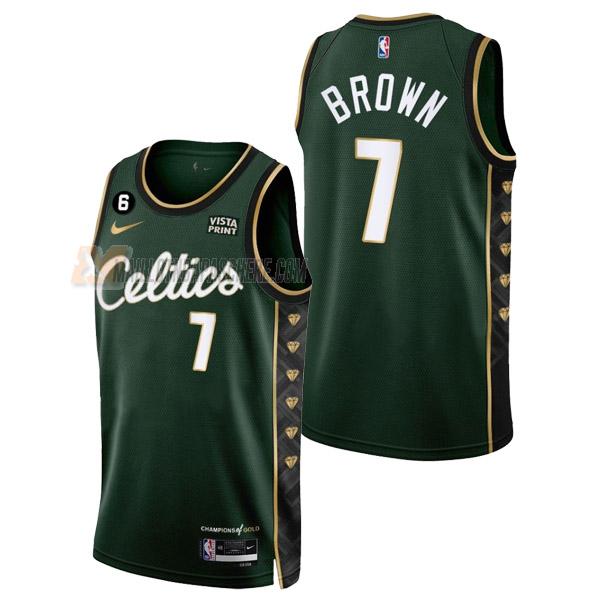 maillot jaylen brown boston celtics de 7 homme vert city edition 2023