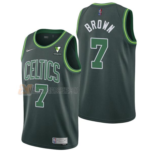 maillot jaylen brown boston celtics de 7 homme vert earned edition 2021