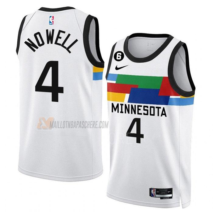 maillot jaylen nowell minnesota timberwolves de 4 homme blanc city edition 2023