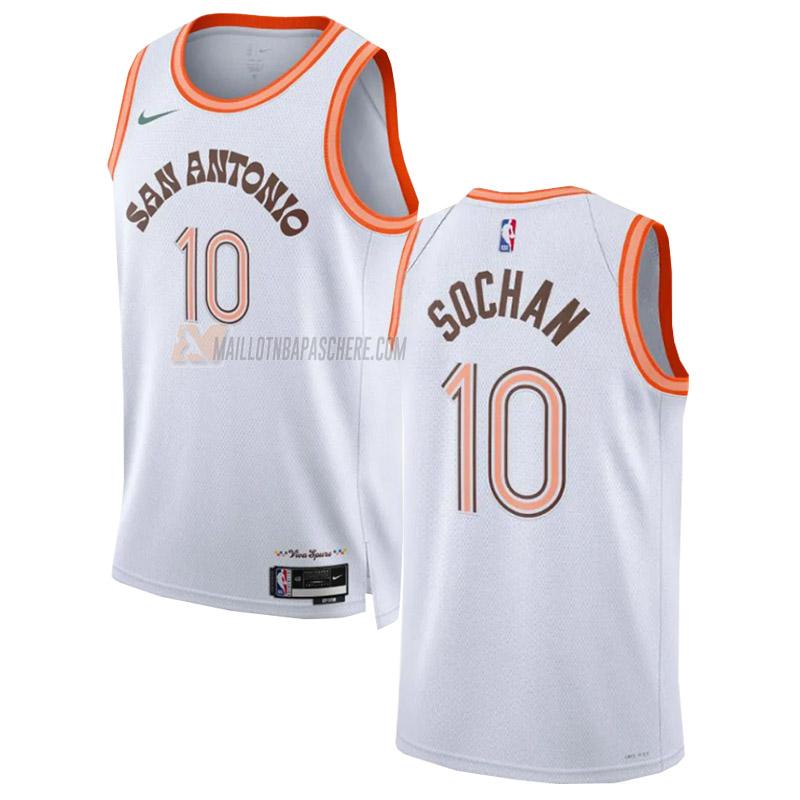 maillot jeremy sochan san antonio spurs de 10 homme blanc city edition 2023-24