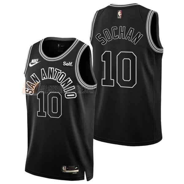 maillot jeremy sochan san antonio spurs de 10 homme noir classic edition 2023