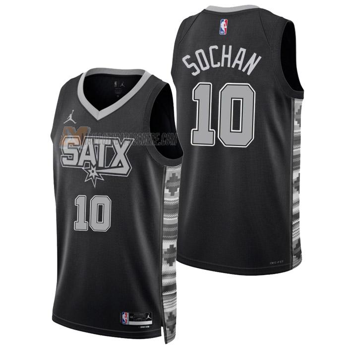 maillot jeremy sochan san antonio spurs de 10 homme noir statement edition 2023