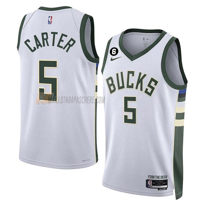 maillot jevon carter milwaukee bucks de 5 homme blanc association edition 2023