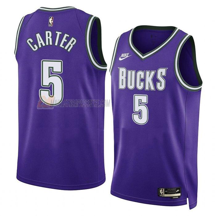 maillot jevon carter milwaukee bucks de 5 homme mauve classic edition 2023