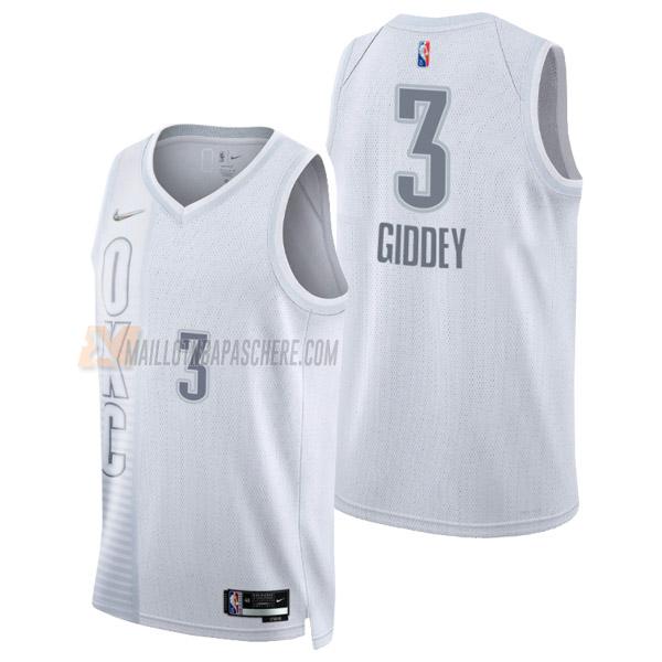 maillot josh giddey oklahoma city thunder de 3 homme blanc city edition 2022