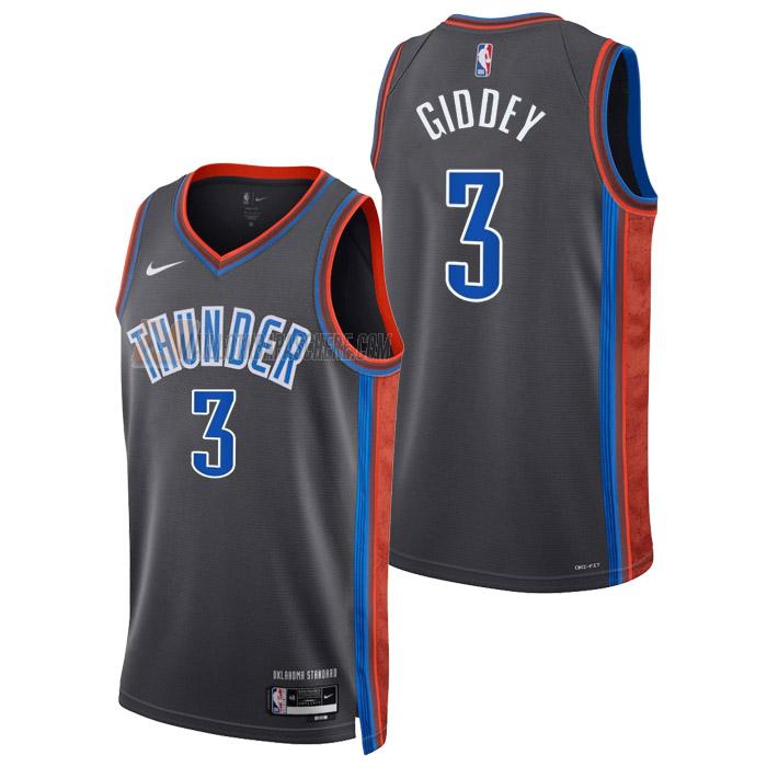 maillot josh giddey oklahoma city thunder de 3 homme gris city edition 2023