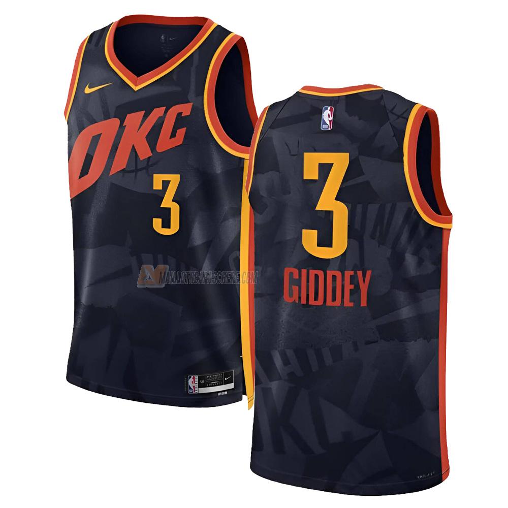 maillot josh giddey oklahoma city thunder de 3 homme noir city edition 2023-24