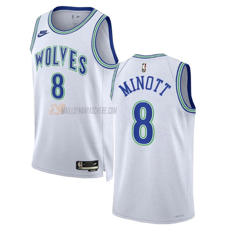 maillot josh minott minnesota timberwolves de 8 homme blanc classic edition 2023-24