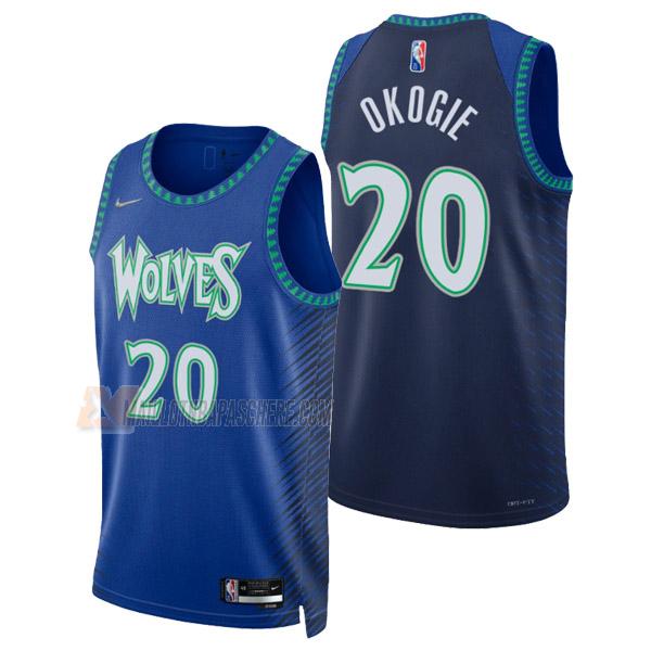 maillot josh okogie minnesota timberwolves de 20 homme bleu city edition 2022