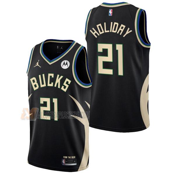 maillot jrue holiday milwaukee bucks de 21 homme noir statement edition 2023