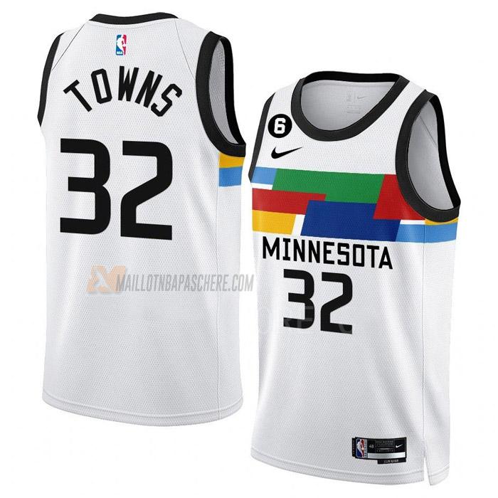 maillot karl-anthony towns minnesota timberwolves de 32 homme blanc city edition 2023