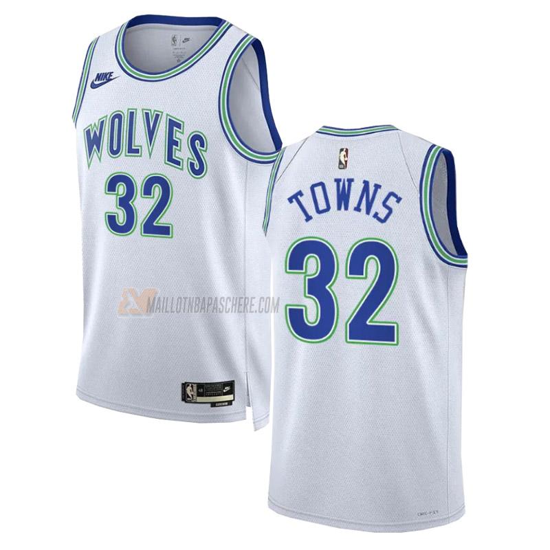 maillot karl-anthony towns minnesota timberwolves de 32 homme blanc classic edition 2023-24