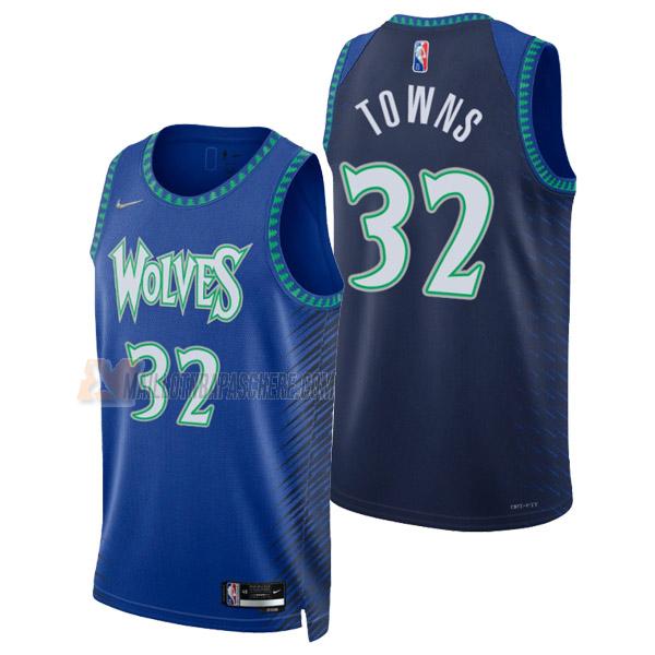 maillot karl-anthony towns minnesota timberwolves de 32 homme bleu city edition 2022