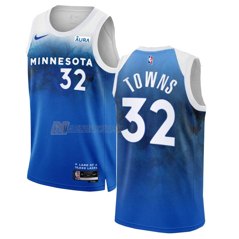 maillot karl-anthony towns minnesota timberwolves de 32 homme blu city edition 2023-24