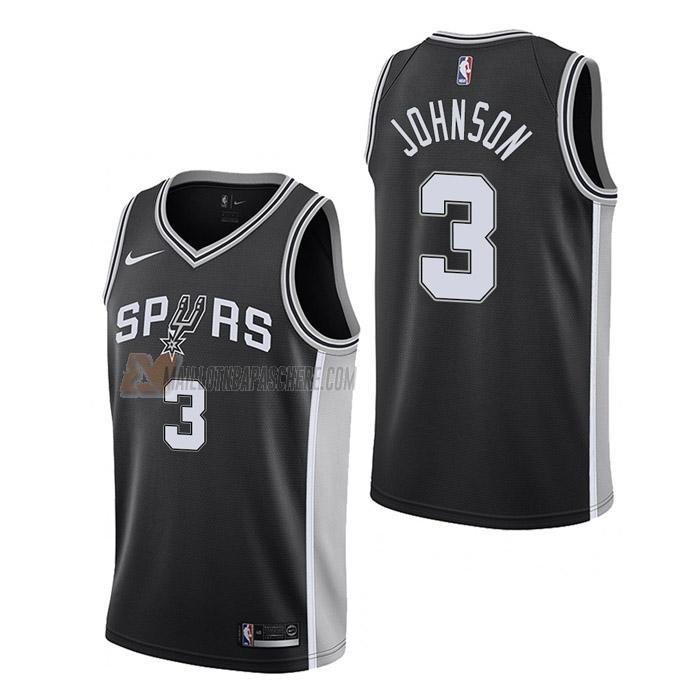 maillot keldon johnson san antonio spurs de 3 homme noir icon edition 2023