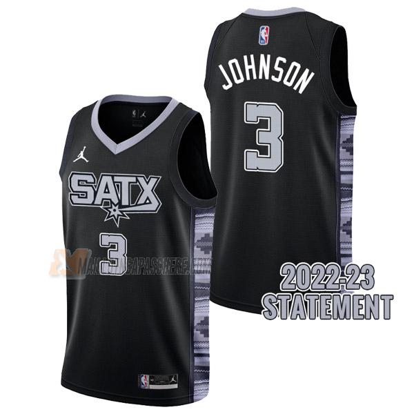 maillot keldon johnson san antonio spurs de 3 homme noir statement edition 2023