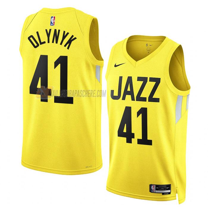 maillot kelly olynyk utah jazz de 41 homme jaune icon edition 2023