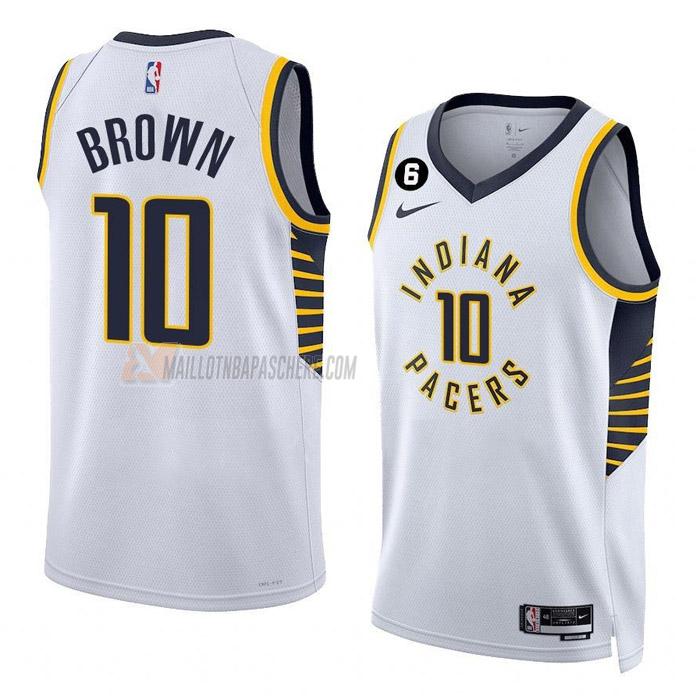 maillot kendall brown indiana pacers de 10 homme blanc association edition 2023