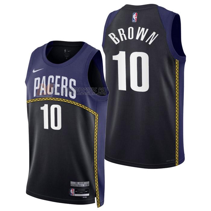 maillot kendall brown indiana pacers de 10 homme noir city edition 2023