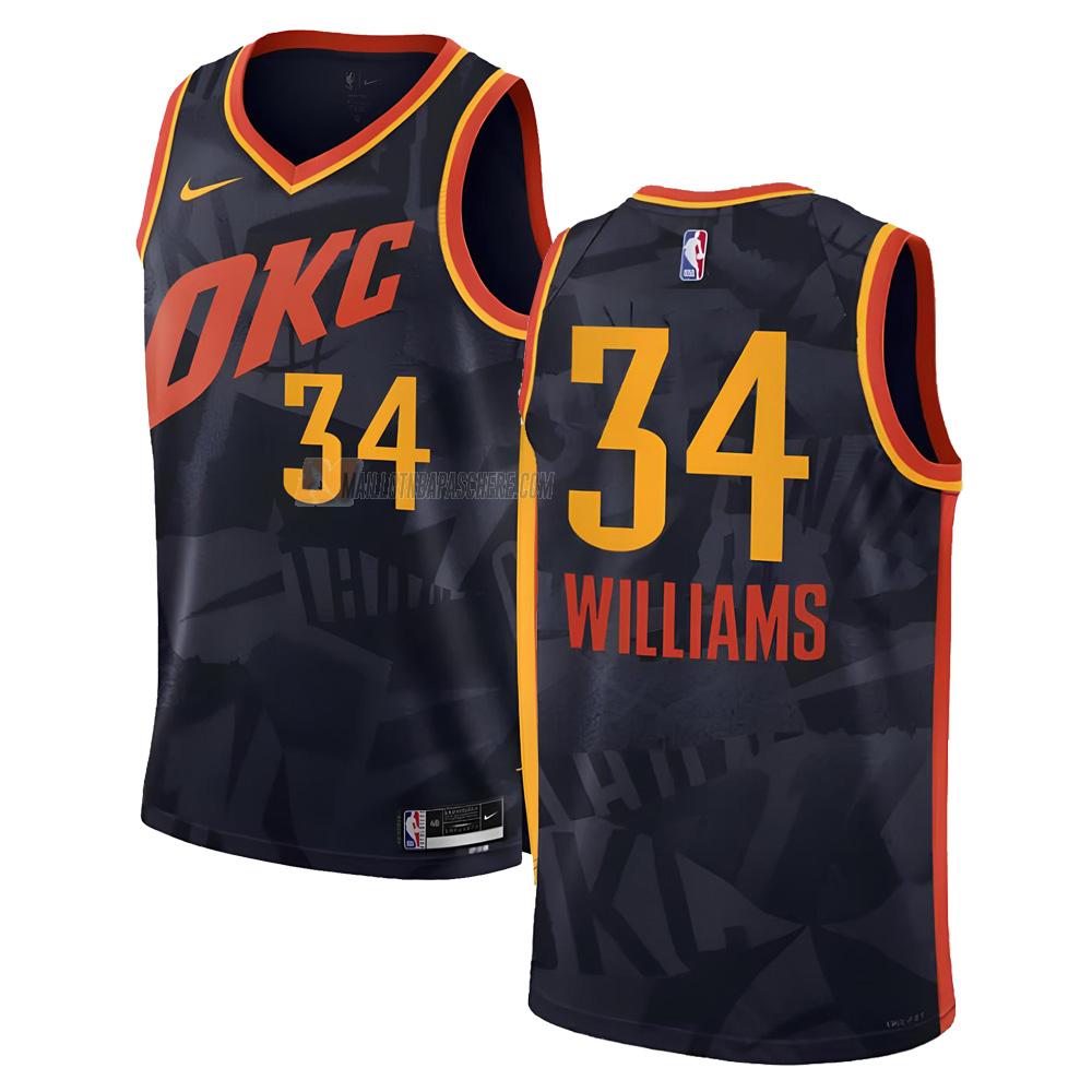 maillot kenrich williams oklahoma city thunder de 34 homme noir city edition 2023-24