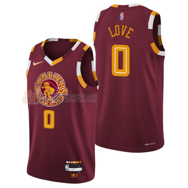 maillot kevin love cleveland cavaliers de 0 homme rouge city edition 2022