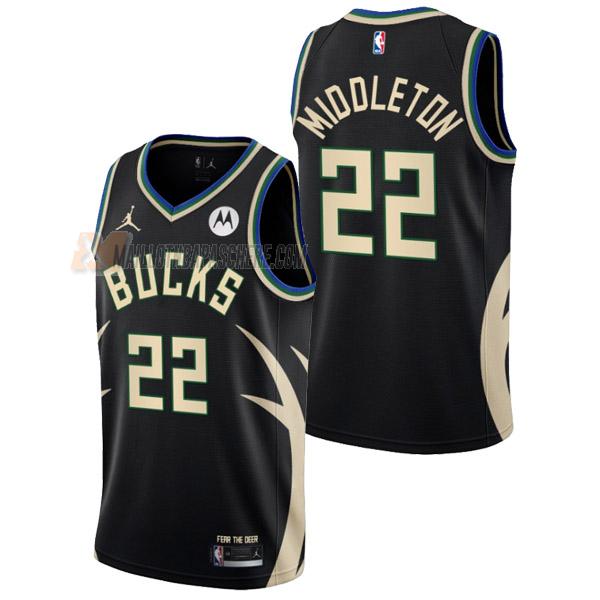 maillot khris middleton milwaukee bucks de 22 homme noir statement edition 2023