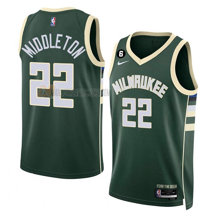 maillot khris middleton milwaukee bucks de 22 homme vert icon edition 2023