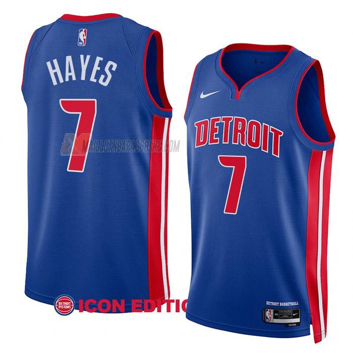 maillot killian hayes detroit pistons de 7 homme bleu icon edition 2023