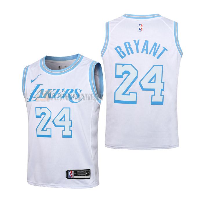 maillot kobe bryant los angeles lakers de 24 enfant blanc city edition 2021