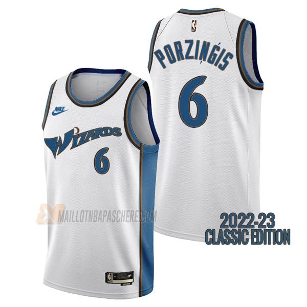 maillot kristaps porzingis washington wizards de 6 homme blanc classic edition 2023