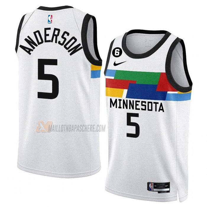 maillot kyle anderson minnesota timberwolves de 5 homme blanc city edition 2023