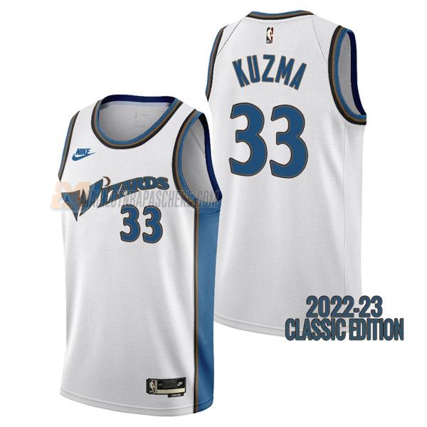 maillot kyle kuzma washington wizards de 33 homme blanc classic edition 2023