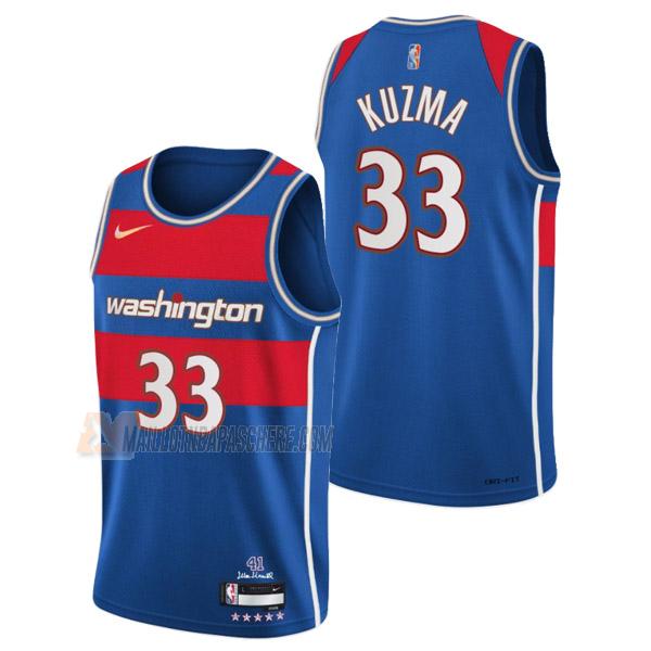 maillot kyle kuzma washington wizards de 33 homme bleu city edition 2022