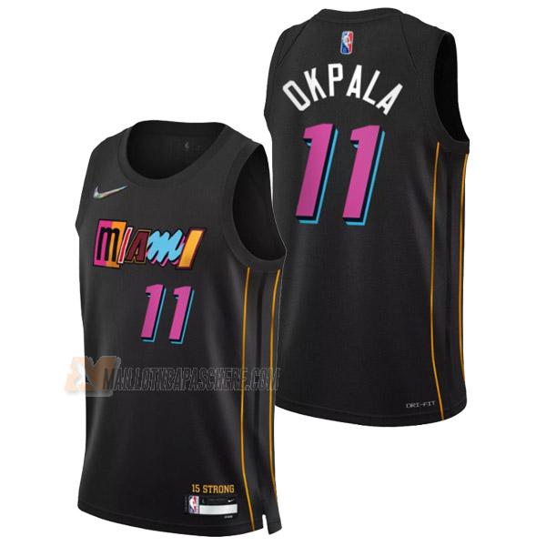 maillot kz okpala miami heat de 11 homme noir city edition 2022