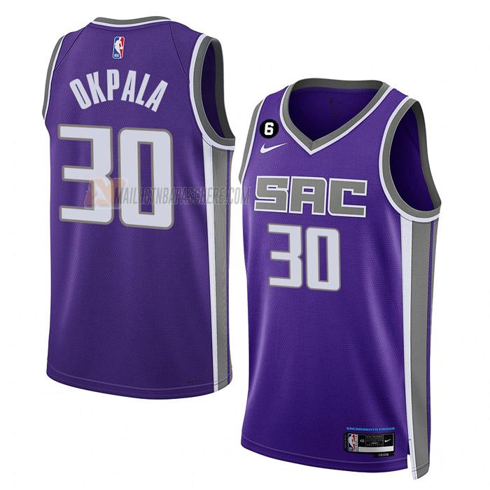 maillot kz okpala sacramento kings de 30 homme mauve icon edition 2023