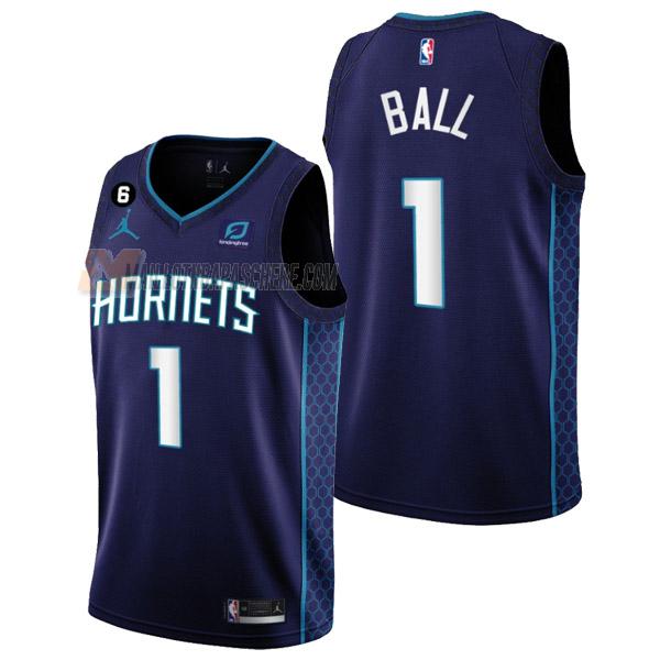 maillot lamelo ball charlotte hornets de 1 homme mauve statement edition 2023