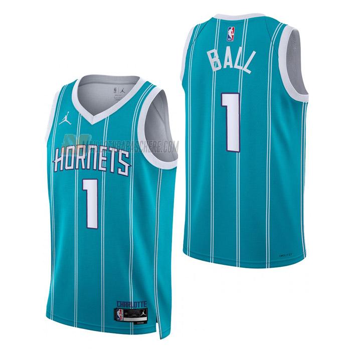 maillot lamelo ball charlotte hornets de 1 homme sarcelle icon edition 2023