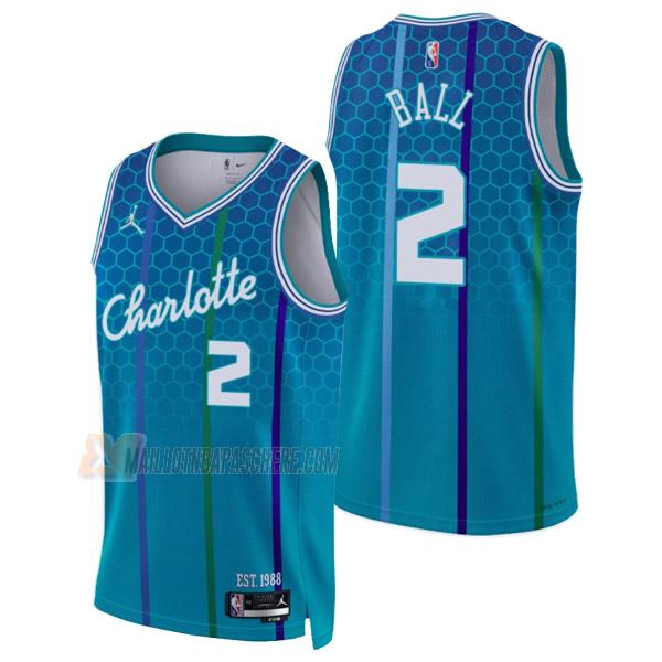 maillot lamelo ball charlotte hornets de 2 homme vert city edition 2022